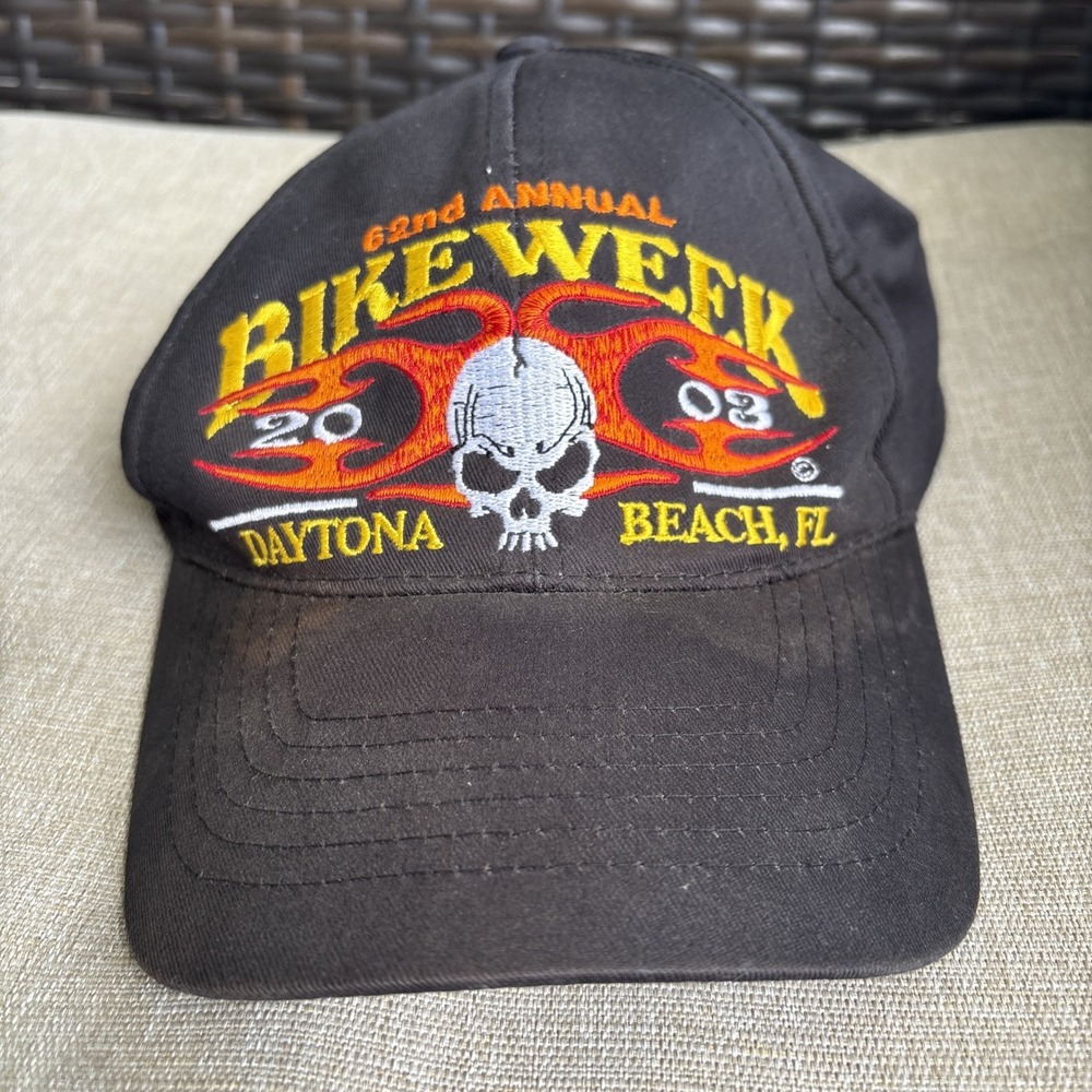 2003 62nd Annual Bike Week Daytona Beach FL Hat Black Adjustable Cotton Harley